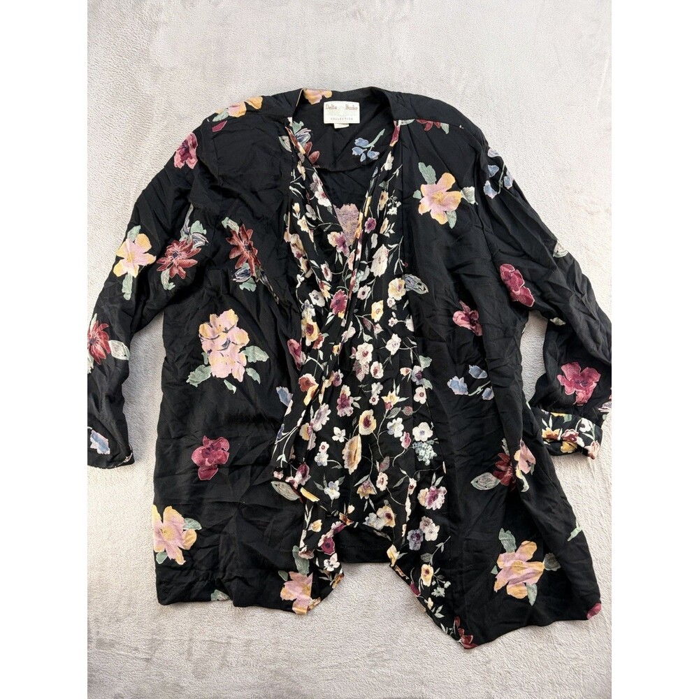 Delta Burke Open Front Floral Cardigan Plus 22 Long Sleeve Boho